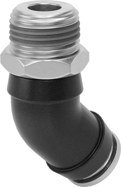Yüksek Basınçlı D.O.T. Bas-Bağlan Tipi Bağlantı Elemanı, 45 Derece Dirsek, 3/8" Boru Dış Çapı x 3/8 NPT Erkek için