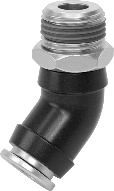 Yüksek Basınçlı D.O.T. Bas-Bağlan Tipi Bağlantı Elemanı, 45 Derece Dirsek, 3/8" Boru Dış Çapı x 3/8 NPT Erkek için