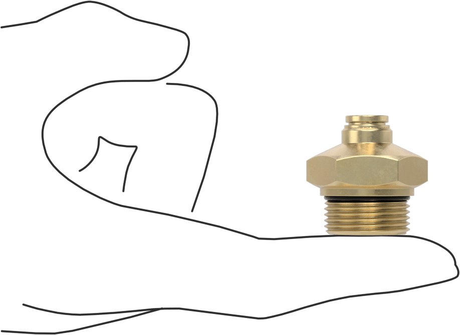 Yüksek Basınçlı D.O.T. Bas-Bağlan Tipi Bağlantı Elemanı, 1/4" Boru Dış Çapı için Düz Adaptör, M22 x 1,5 mm Erkek