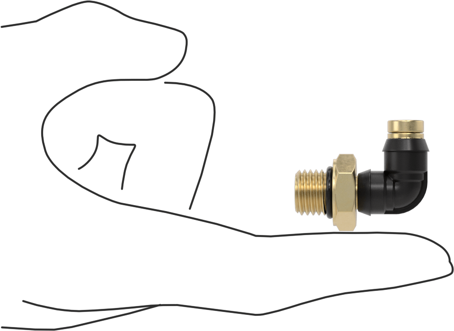 Yüksek Basınçlı D.O.T. Bas-Bağlan Tipi Bağlantı Elemanı, 1/4" Dış Çaplı Boru için 90 Derece Dirsek Adaptörü, M12 x 1,5 mm Erkek