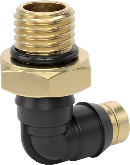 Yüksek Basınçlı D.O.T. Bas-Bağlan Tipi Bağlantı Elemanı, 1/4" Dış Çaplı Boru için 90 Derece Dirsek Adaptörü, M12 x 1,5 mm Erkek
