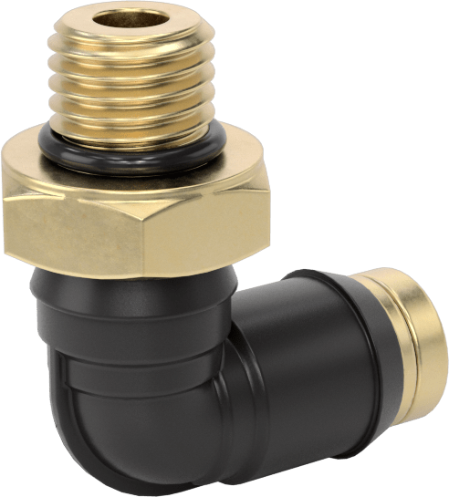 Yüksek Basınçlı D.O.T. Bas-Bağlan Tipi Bağlantı Elemanı, 3/8" Dış Çap için 90 Derece Dirsek Adaptörü, M12 x 1,5 mm Erkek