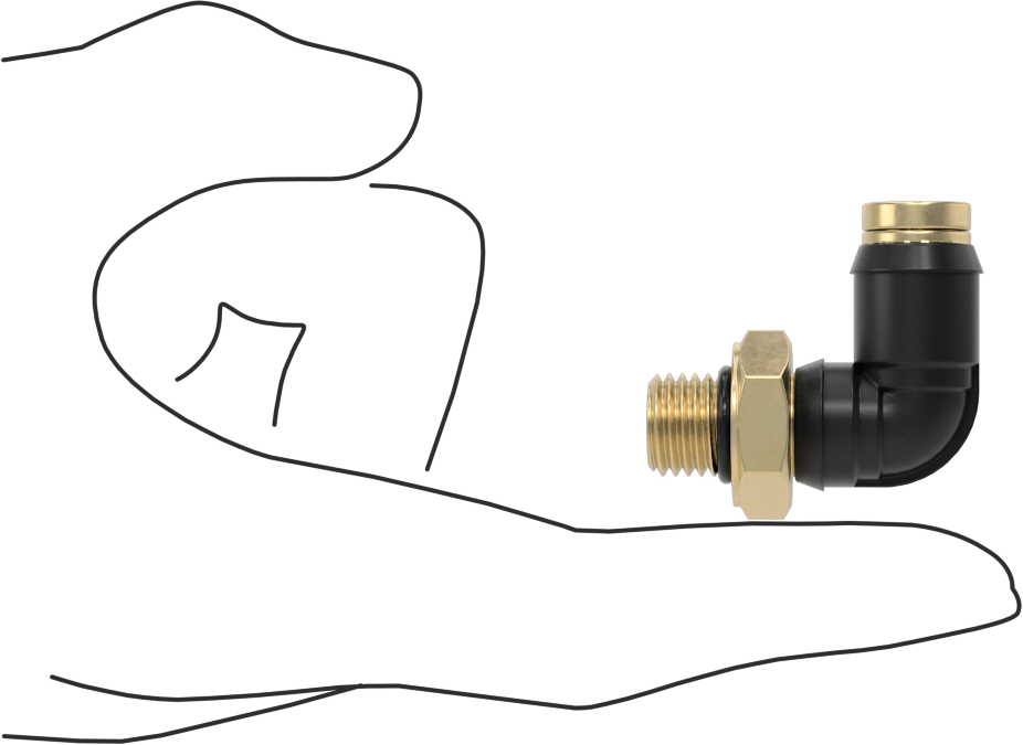 Yüksek Basınçlı D.O.T. Bas-Bağlan Tipi Bağlantı Elemanı, 3/8" Dış Çap için 90 Derece Dirsek Adaptörü, M12 x 1,5 mm Erkek