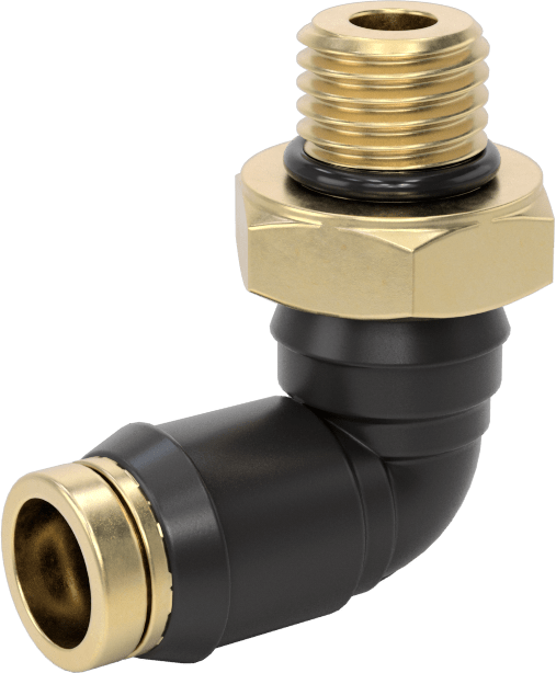 Yüksek Basınçlı D.O.T. Bas-Bağlan Tipi Bağlantı Elemanı, 3/8" Dış Çap için 90 Derece Dirsek Adaptörü, M12 x 1,5 mm Erkek