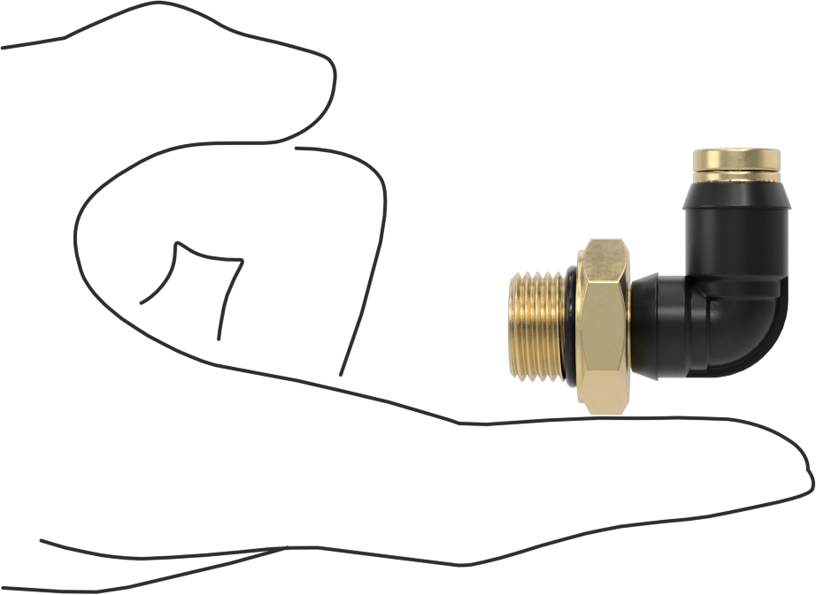 Yüksek Basınçlı D.O.T. Bas-Bağlan Tipi Bağlantı Elemanı, 3/8" Dış Çap için 90 Derece Dirsek Adaptörü, M16 x 1,5 mm Erkek