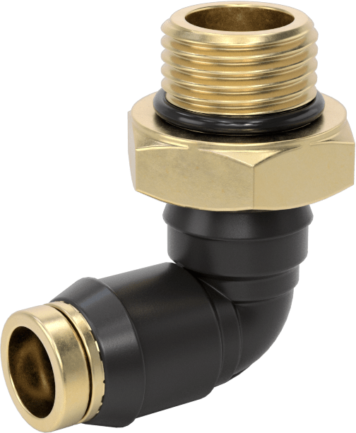 Yüksek Basınçlı D.O.T. Bas-Bağlan Tipi Bağlantı Elemanı, 3/8" Dış Çap için 90 Derece Dirsek Adaptörü, M16 x 1,5 mm Erkek