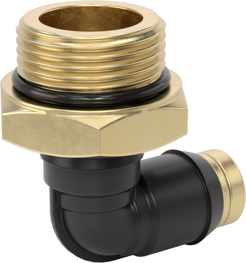 Yüksek Basınçlı D.O.T. Bas-Bağlan Tipi Bağlantı Elemanı, 3/8" Dış Çap için 90 Derece Dirsek Adaptörü, M22 x 1,5 mm Erkek