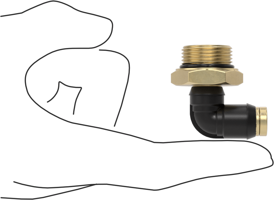 Yüksek Basınçlı D.O.T. Bas-Bağlan Tipi Bağlantı Elemanı, 3/8" Dış Çap için 90 Derece Dirsek Adaptörü, M22 x 1,5 mm Erkek