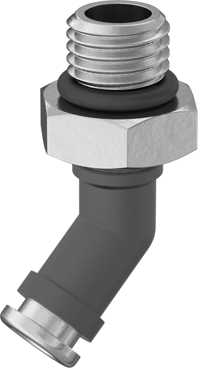 Yüksek Basınçlı D.O.T. Bas-Bağlan Tipi Bağlantı Elemanı, 1/4" Dış Çap için 45 Derece Dirsek Adaptörü, M12 x 1,5 mm Erkek