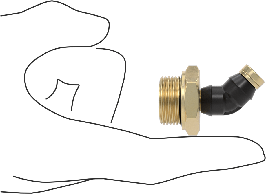 Yüksek Basınçlı D.O.T. Bas-Bağlan Tipi Bağlantı Elemanı, 1/4" Dış Çap için 45 Derece Dirsek Adaptörü, M22 x 1,5 mm Erkek