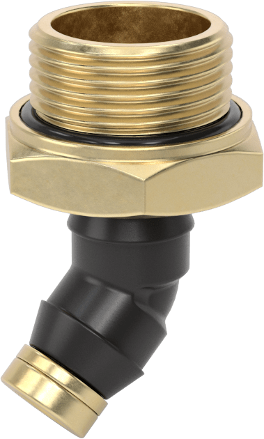 Yüksek Basınçlı D.O.T. Bas-Bağlan Tipi Bağlantı Elemanı, 1/4" Dış Çap için 45 Derece Dirsek Adaptörü, M22 x 1,5 mm Erkek
