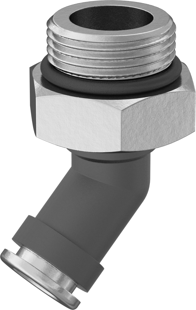 Yüksek Basınçlı D.O.T. Bas-Bağlan Tipi Bağlantı Elemanı, 3/8" Dış Çap için 45 Derece Dirsek Adaptörü, M22 x 1,5 mm Erkek