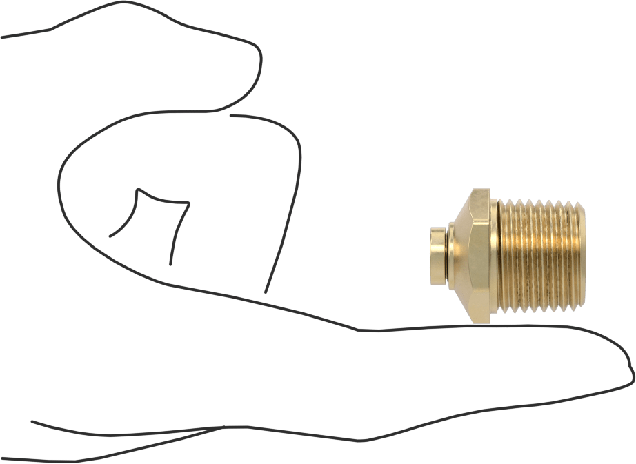 Yüksek Basınçlı D.O.T. Bas-Bağlan Tipi Bağlantı Elemanı, Adaptör, 1/4" Boru Dış Çapı x 1/2 NPT Erkek için
