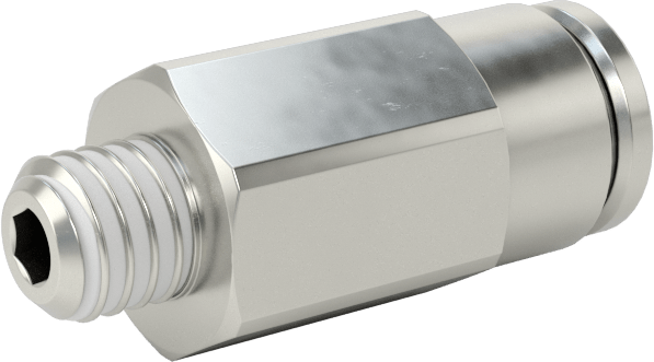 Nikel Kaplı Pirinç Bas-Bağlan Tüp Bağlantı Elemanı, Hava için, 5/32" Boru Dış Çapı x 10-32 Erkek Adaptörü