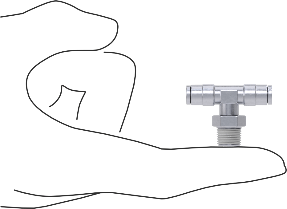 Nikel Kaplı Pirinç Bas-Bağlan Tüp Bağlantı Elemanı, Hava için, Hat Üstü T, 5/32" Boru Dış Çapı x 1/8 NPT Erkek