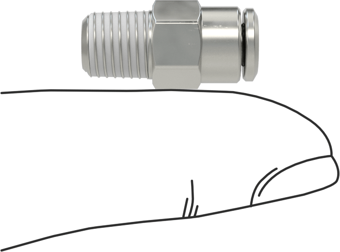 Nikel Kaplı Pirinç Bas-Bağlan Tüp Bağlantı Elemanı, Hava için, Adaptör, 1/8" Dış Çaplı Boru x 1/16 NPT Erkek