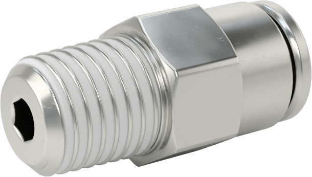 Nikel Kaplı Pirinç Bas-Bağlan Tüp Bağlantı Elemanı, Hava için, Adaptör, 1/8" Dış Çaplı Boru x 1/16 NPT Erkek