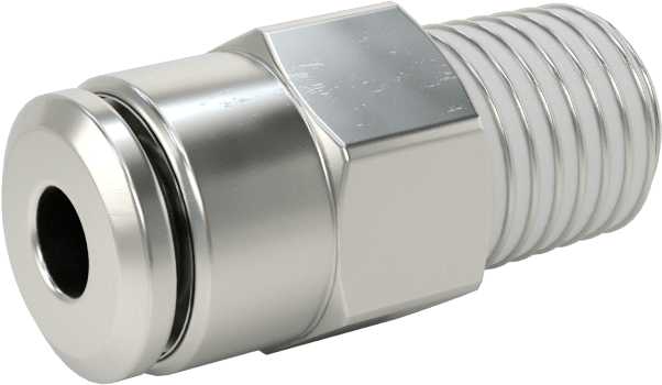 Nikel Kaplı Pirinç Bas-Bağlan Tüp Bağlantı Elemanı, Hava için, Adaptör, 1/8" Dış Çaplı Boru x 1/16 NPT Erkek