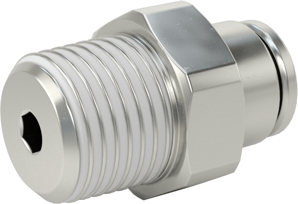 Nikel Kaplı Pirinç Bas-Bağlan Tüp Bağlantı Elemanı, Adaptör, Serbest Bırakma Halkası, 1/8" Boru Dış Çapı için, 1/8 NPT Erkek