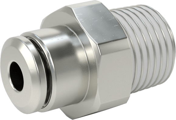 Nikel Kaplı Pirinç Bas-Bağlan Tüp Bağlantı Elemanı, Adaptör, Serbest Bırakma Halkası, 1/8" Boru Dış Çapı için, 1/8 NPT Erkek