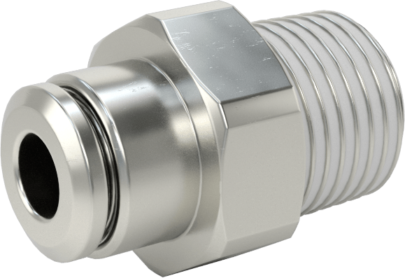 Nikel Kaplı Pirinç Bas-Bağlan Tüp Bağlantı Elemanı, Adaptör, Serbest Bırakma Halkası, 5/32" Boru Dış Çapı için, 1/8 NPT Erkek