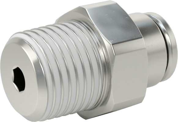 Nikel Kaplı Pirinç Bas-Bağlan Tüp Bağlantı Elemanı, Adaptör, Serbest Bırakma Halkası, 5/32" Boru Dış Çapı için, 1/8 NPT Erkek