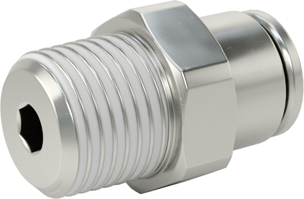 Nikel Kaplı Pirinç Bas-Bağlan Tüp Bağlantı Elemanı, Adaptör, Serbest Bırakma Halkası, 3/16" Boru Dış Çapı için, 1/8 NPT Erkek