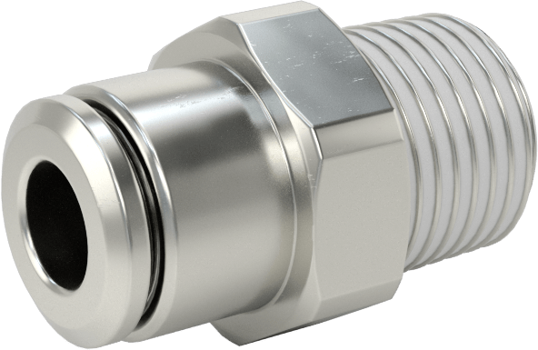 Nikel Kaplı Pirinç Bas-Bağlan Tüp Bağlantı Elemanı, Adaptör, Serbest Bırakma Halkası, 3/16" Boru Dış Çapı için, 1/8 NPT Erkek
