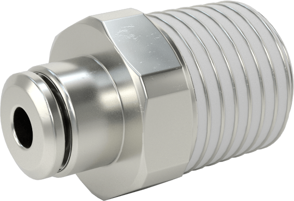 Nikel Kaplı Pirinç Bas-Bağlan Tüp Bağlantı Elemanı, Adaptör, Serbest Bırakma Halkası, 1/8" Boru Dış Çapı için, 1/4 NPT Erkek