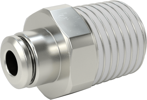 Nikel Kaplı Pirinç Bas-Bağlan Tüp Bağlantı Elemanı, Hava için, Adaptör, 5/32" Boru Dış Çapı x 1/4 NPT Erkek