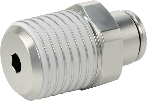 Nikel Kaplı Pirinç Bas-Bağlan Tüp Bağlantı Elemanı, Hava için, Adaptör, 3/16" Boru Dış Çapı x 1/4 NPT Erkek için