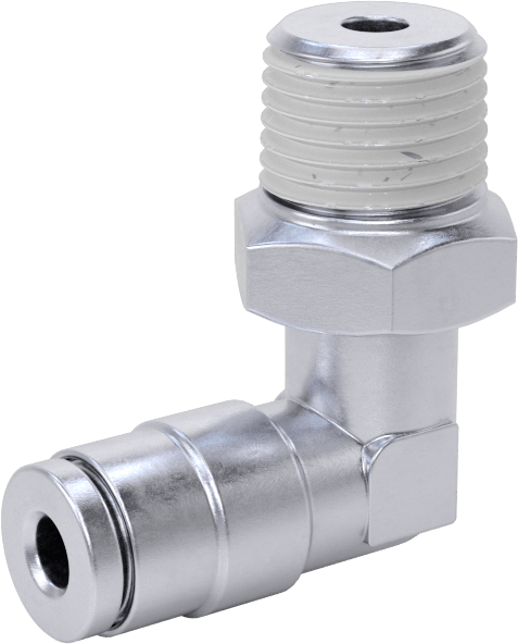 Nikel Kaplı Pirinç Bas-Bağlan Tüp Bağlantı Elemanı, Serbest Bırakma Halkalı Döner Dirsek, 1/8" Boru Dış Çapı, 1/8 NPT Erkek