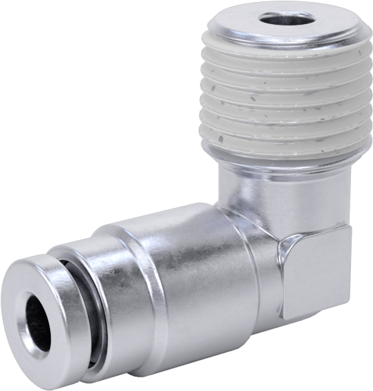 Nikel Kaplı Pirinç Bas-Bağlan Tüp Bağlantı Elemanı, Hava için, Dirsek, 1/8" Boru Dış Çapı x 1/8 NPT Erkek için