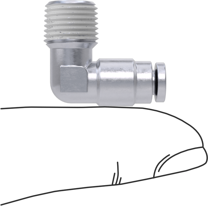 Nikel Kaplı Pirinç Bas-Bağlan Tüp Bağlantı Elemanı, Hava için, Dirsek, 1/8" Boru Dış Çapı x 1/8 NPT Erkek için