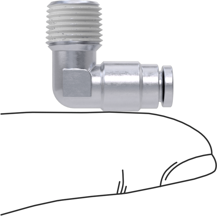 Nikel Kaplı Pirinç Bas-Bağlan Tüp Bağlantı Elemanı, Hava için, Dirsek, 5/32" Boru Dış Çapı x 1/8 NPT Erkek