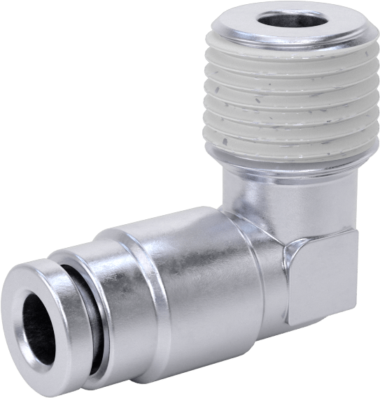 Nikel Kaplı Pirinç Bas-Bağlan Tüp Bağlantı Elemanı, Hava için, Dirsek, 5/32" Boru Dış Çapı x 1/8 NPT Erkek