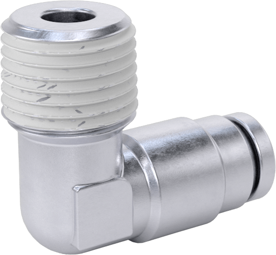 Nikel Kaplı Pirinç Bas-Bağlan Tüp Bağlantı Elemanı, Hava için, Dirsek, 5/32" Boru Dış Çapı x 1/8 NPT Erkek