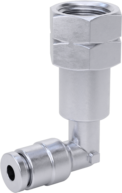 Nikel Kaplı Pirinç Bas-Bağlan Tüp Bağlantı Elemanı, Döner Başlıklı 90 Derece Adaptör, 1/8" Boru Dış Çapı için, 1/8 NPT Dişi