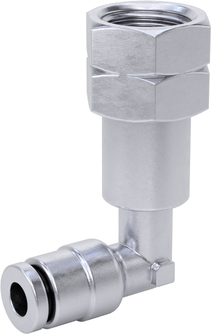 Nikel Kaplı Pirinç Bas-Bağlan Tüp Bağlantı Elemanı, 90 Derece Adaptör, Döner, 5/32" Boru Dış Çapı için, 1/8 NPT Dişi