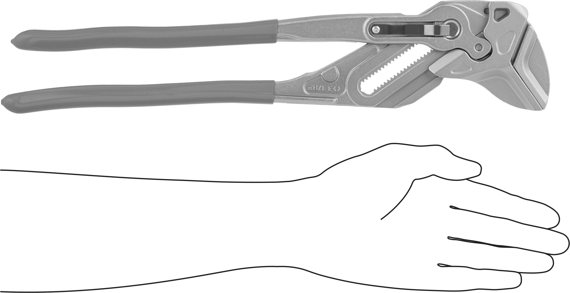 Pense Anahtarı, Krom Kaplı Çelik, 16" Toplam Uzunluk