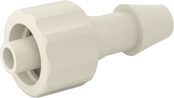 Hava ve Su için Plastik Luer Lock Tüp Bağlantısı, Naylon Tapalar, Dikenli, 3/16" Boru İç Çapı, Beyaz, 40 PSI Maksimum