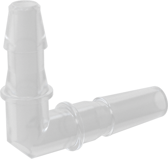 Hava ve Su için Plastik Luer Lock Tüp Bağlantısı, 90 Derece Dirsek Tapaları, Polipropilen, 1/8" Boru İç Çapı için Dikenli