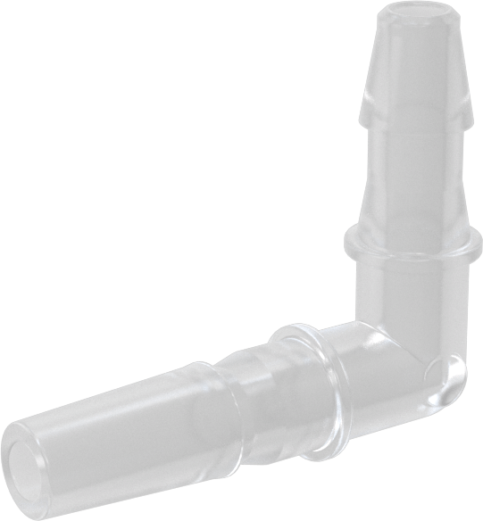 Hava ve Su için Plastik Luer Lock Tüp Bağlantısı, 90 Derece Dirsek Tapaları, Polipropilen, 1/8" Boru İç Çapı için Dikenli