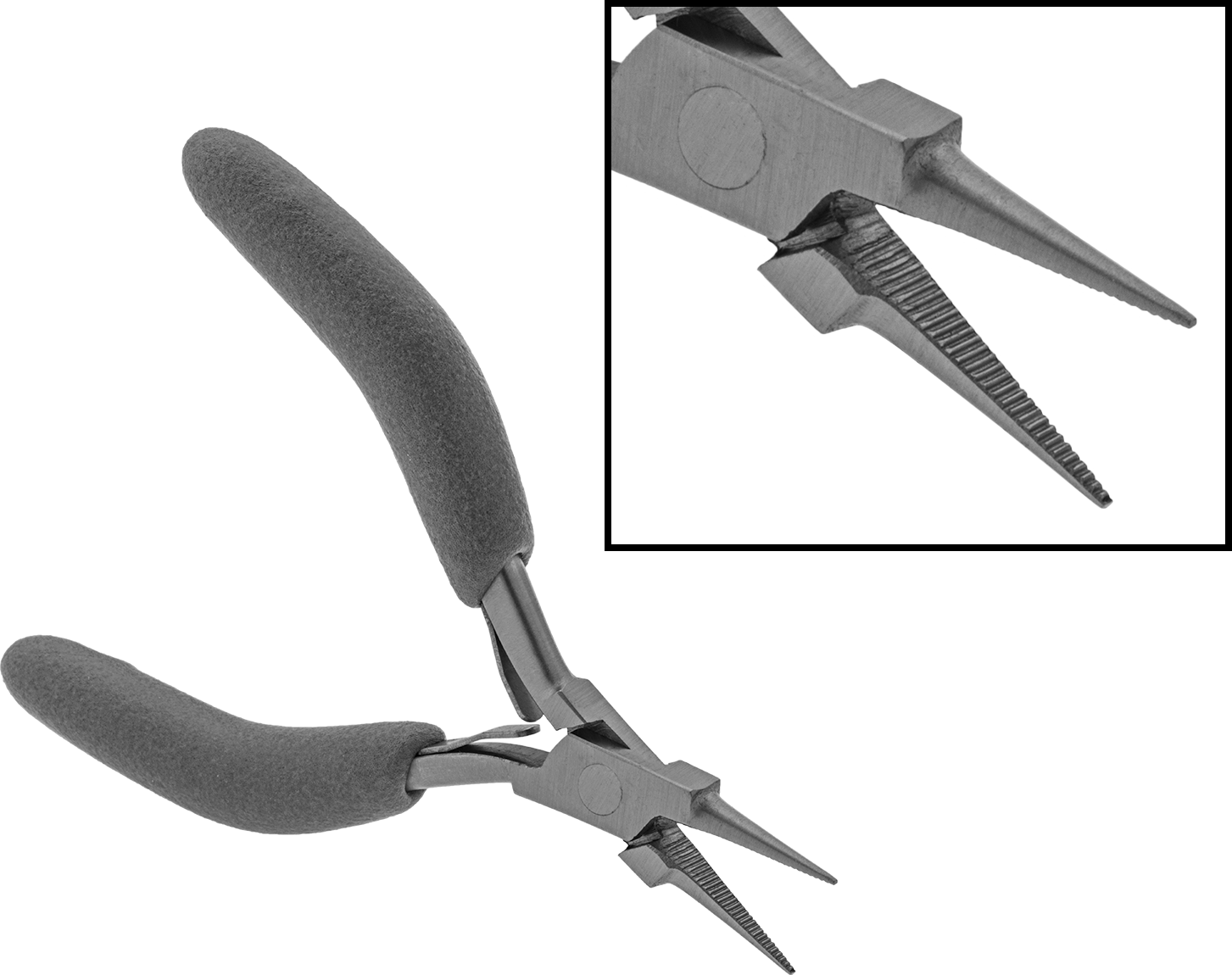 Uzun Burunlu Pense, Statik Kontrol, İnce Burun, 4-3/4" Toplam Uzunluk, Tırtıklı Çene