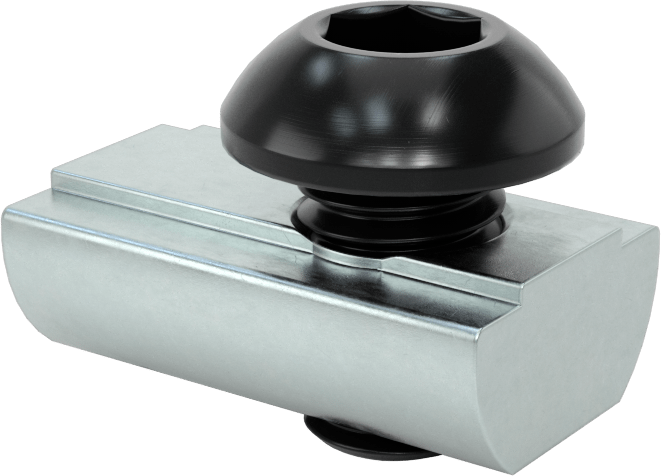 T-Yuvalı Çerçeve Bağlantı Elemanları, Kendinden Hizalamalı Bilyalı Somun ve M8 Siyah Vida, 1,5 inç ve 40 mm Ray