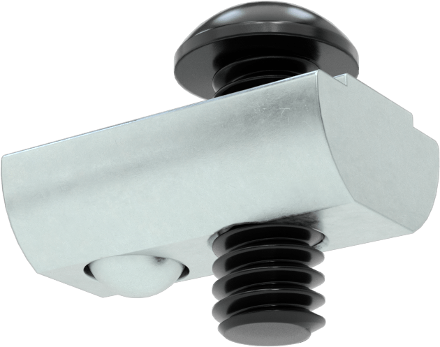 T-Yuvalı Çerçeve Bağlantı Elemanları, Kendinden Hizalamalı Somun ve Vida, 5/8" Diş Uzunluğu, 1,5 inç ve 40 mm Ray