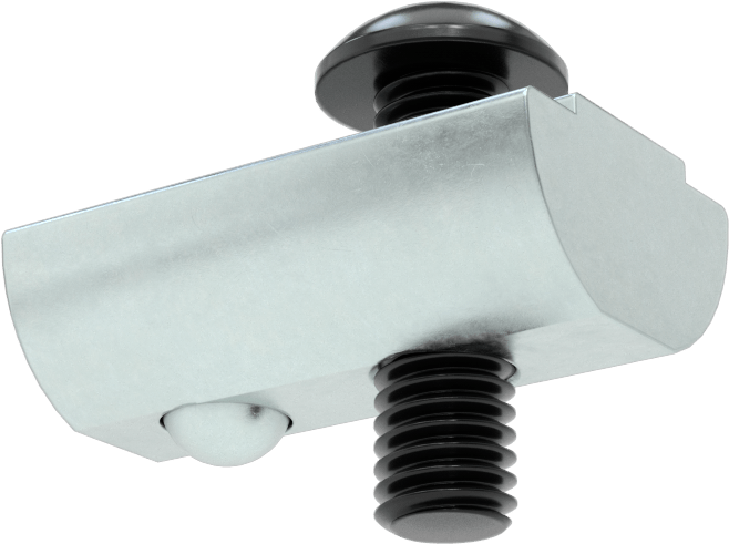 T-Yuvalı Çerçeve Bağlantı Elemanları, Kendinden Hizalamalı Somun ve 10-32 x 5/8" Vida, 1,5 inç ve 40 mm Ray