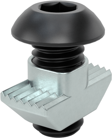 T-Yuvalı Çerçeve Bağlantı Elemanları, Takılabilir, Çekiç Somunu, 1" Ray, 10-32 Diş, Düğme Başlı