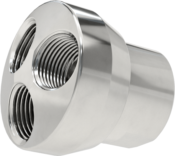 Hortum Hatları için Yuvarlak Manifoldlar, 316 Paslanmaz Çelik, 3 Çıkış 1/2 NPT Giriş x 3/8 NPT Çıkış