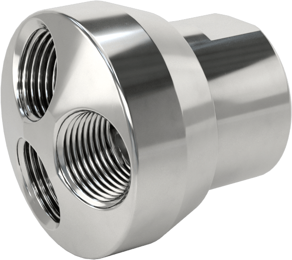Hortum Hatları için Yuvarlak Manifoldlar, 316 Paslanmaz Çelik, 3 Çıkış 1/2 NPT Giriş x 3/8 NPT Çıkış